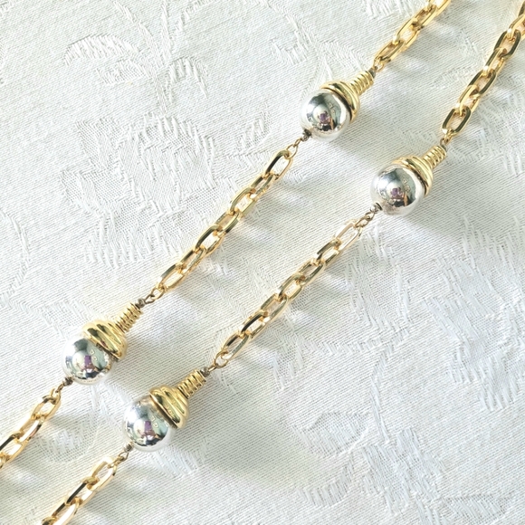 40" Goldtone Cable Link Station Necklace - Picture 2 of 8